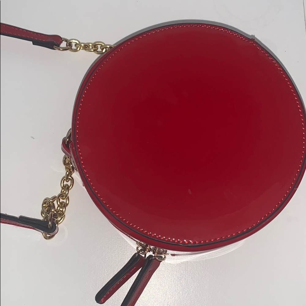 Red geometric circle purse, cross body bag